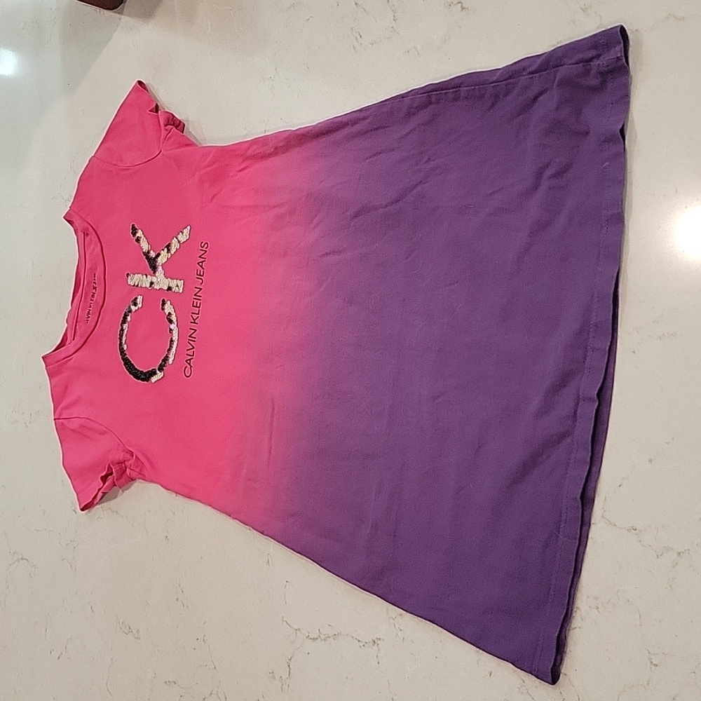 CALVIN KLEIN pink ombre dress girls size 7